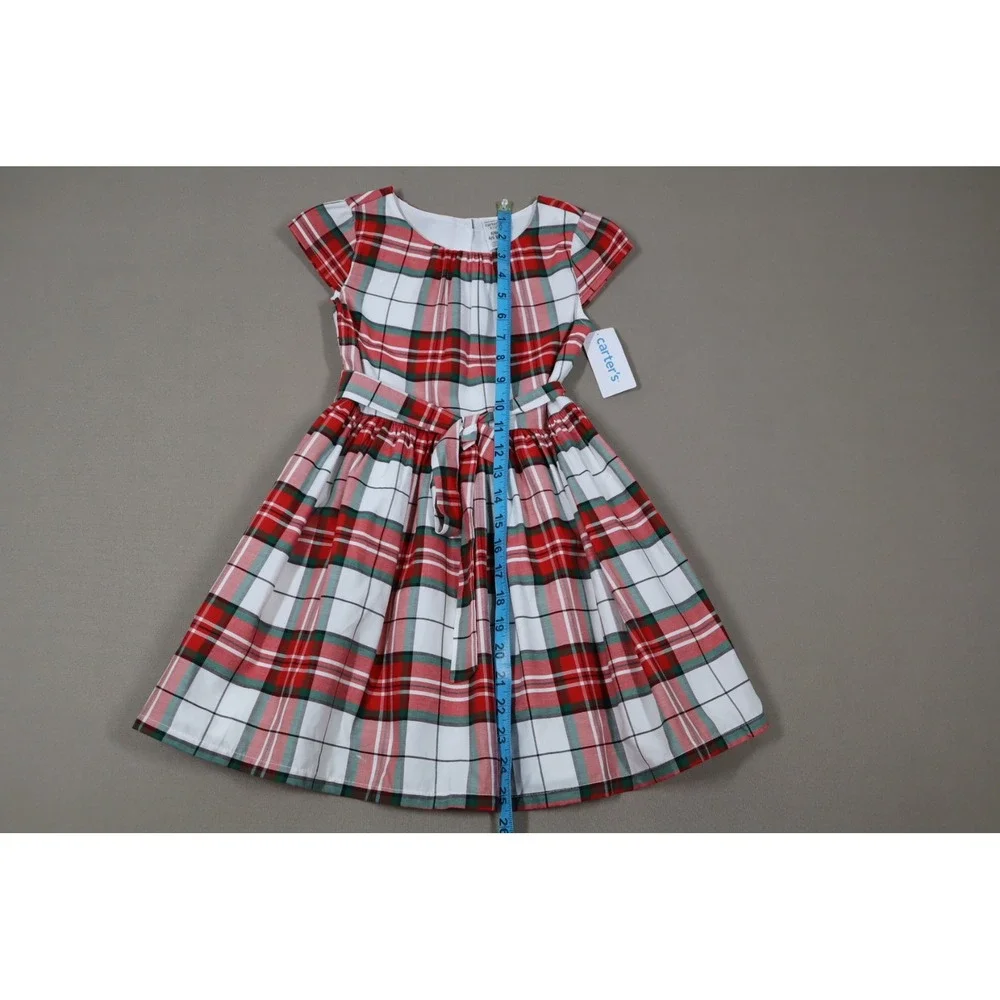 Carter's Little Girls Holiday Plaid Sateen Dress - Red‎ - Size 6-6X